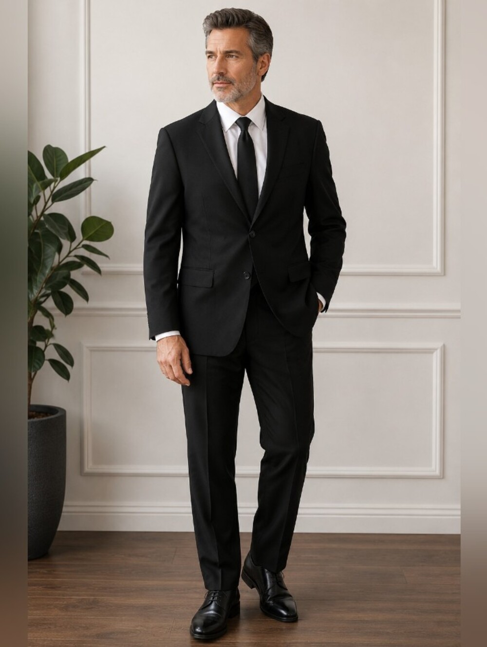 Givenchy Men Black Super 130's 100% Wool Suit 44R 36x29 Luxury Designer 2-Piece